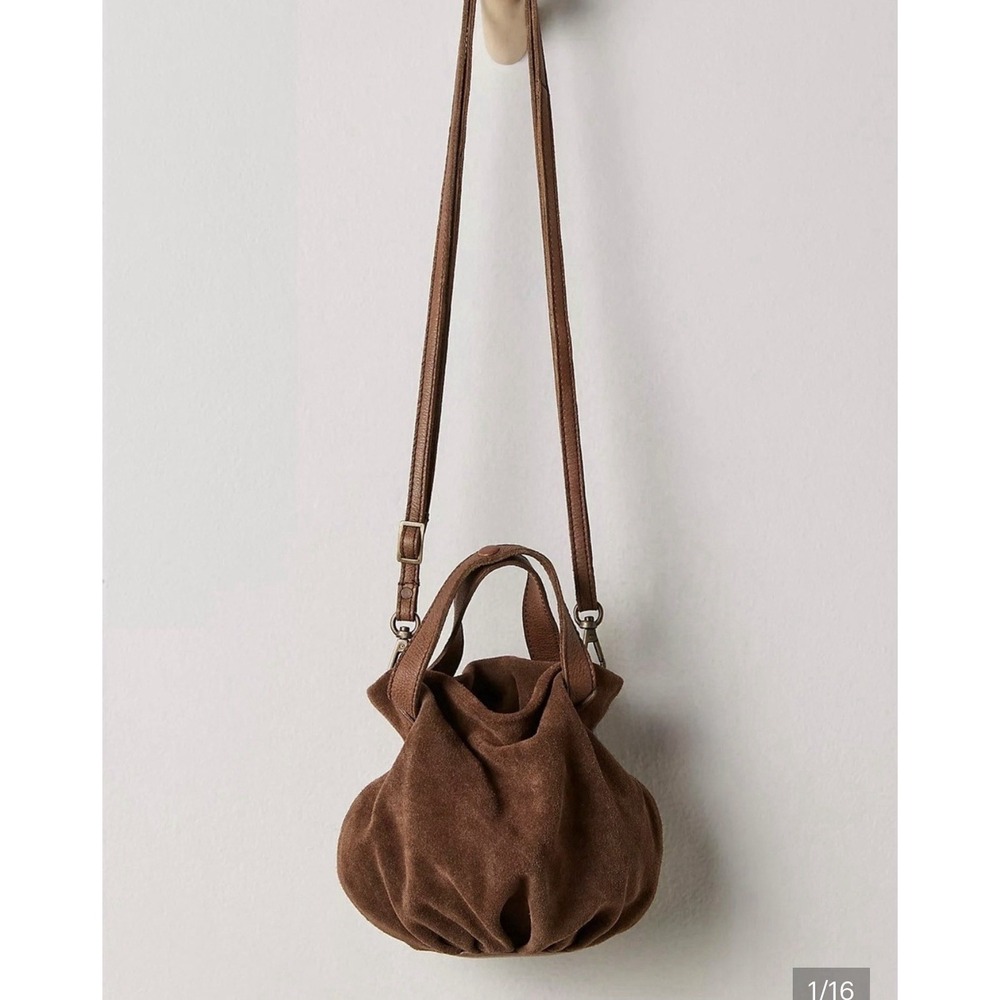 NWT Free People Brown Solid Suki Mini Tote Crossbody Top Handle Boho Festival